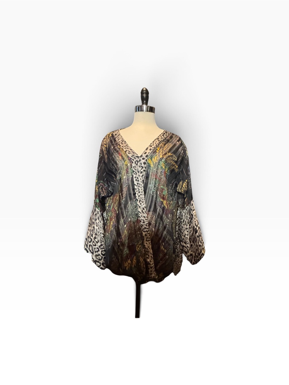 Women’s V-Neck Animal Print Blouse in Multicolor